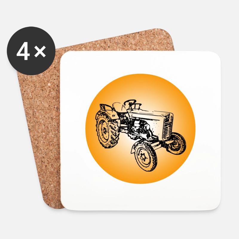 Traktor - Untersetzer (4er-Set) - Weiß