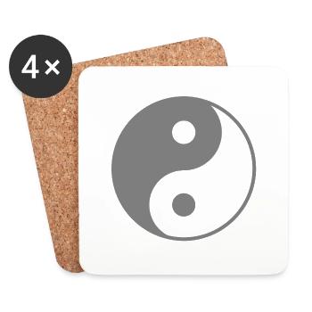 Yin Yang gris transparent chakra yoga om dualität - Dessous de verre (lot de 4) - blanc - Devant