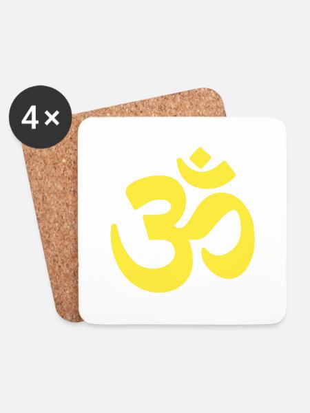 om zeichen zitronengelb mantra yoga liebe - Untersetzer (4er-Set) - Weiß