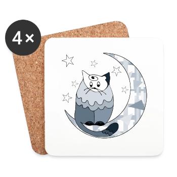 Chat - Dessous de verre (lot de 4) - blanc - Devant
