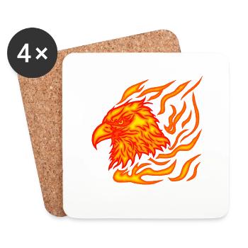 tête de phénix fraîche et brûlante avec des flammes - Dessous de verre (lot de 4) - blanc - Devant