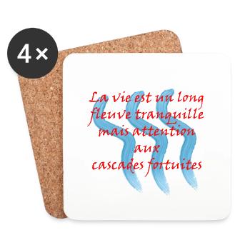 La vie est un long Fleuve tranquille - Dessous de verre (lot de 4) - blanc - Devant
