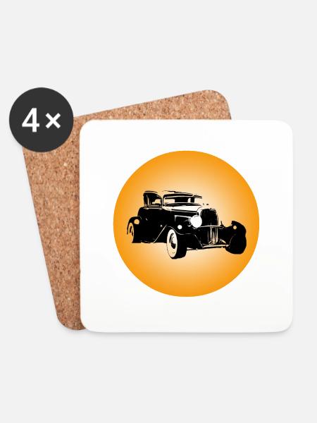 Auto - Untersetzer (4er-Set) - Weiß