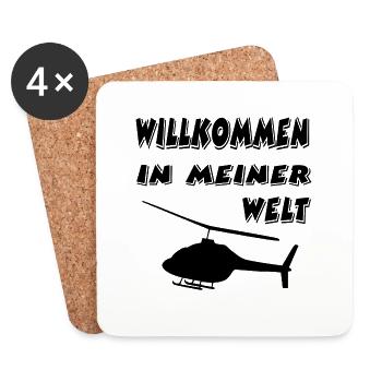 Hubschrauber - Untersetzer (4er-Set) - Weiß - Vorne