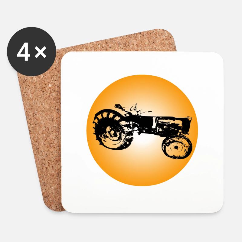 Tractor - Coasters (set of 4) - white