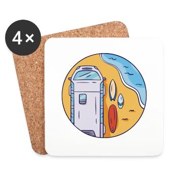 Sommerurlaub Meer Surfen Reisen Sommerurlaub Meer - Untersetzer (4er-Set) - Weiß - Vorne