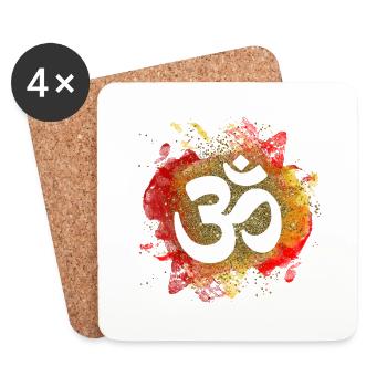 om zeichen gold feuer elemente liebe mantra - Untersetzer (4er-Set) - Weiß - Vorne