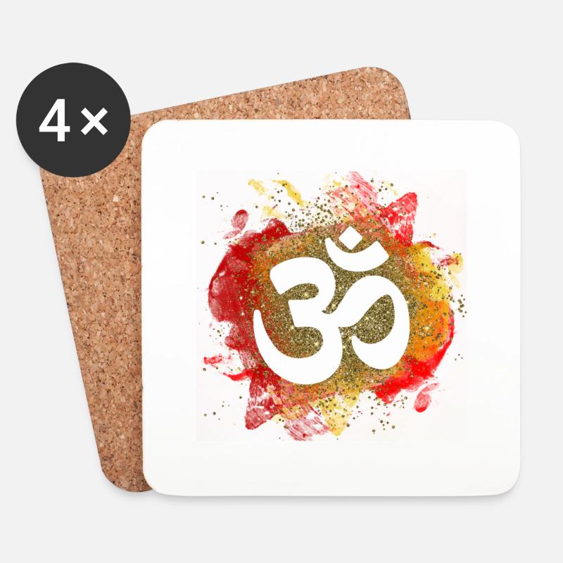 om zeichen gold feuer elemente liebe mantra - Untersetzer (4er-Set) - Weiß