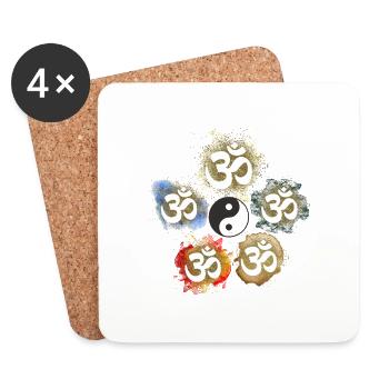 OM Elements Fire Earth Air Metal Water Yin Yang - Coasters (set of 4) - white - Front