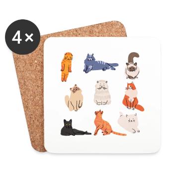 Cats - Coasters (set of 4) - white - Front