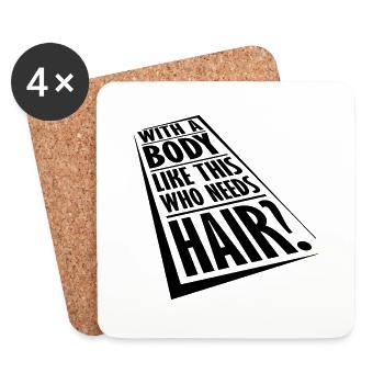 Qui a besoin de cheveux en disant - Dessous de verre (lot de 4) - blanc - Devant