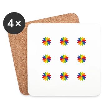 Helles Regenbogenblumenmuster - Untersetzer (4er-Set) - Weiß - Vorne