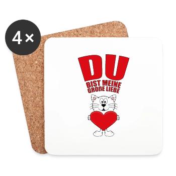 KATZE - CAT - DU BIST MEINE GROßE LIEBE - Untersetzer (4er-Set) - Weiß - Vorne
