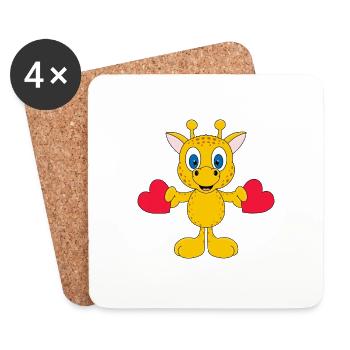 GIRAFFE - LIEBE - LOVE - TIER - TIERLIEB - KINDER - Untersetzer (4er-Set) - Weiß - Vorne
