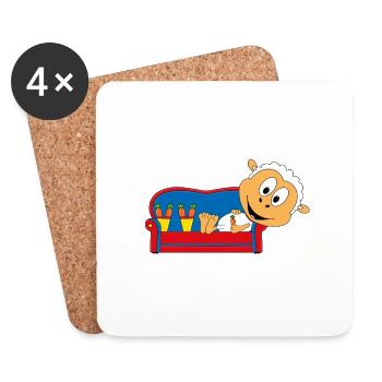 SCHAF - SHEEP - MÖHREN - GEMÜSE - ESSEN - SOFA - Untersetzer (4er-Set) - Weiß - Vorne