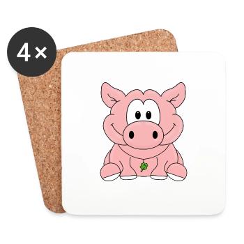 SCHWEIN - TIER - BAUERNHOF - BAUER - TIERISCH - Untersetzer (4er-Set) - Weiß - Vorne