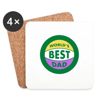 Best dad - Dessous de verre (lot de 4) - blanc - Devant