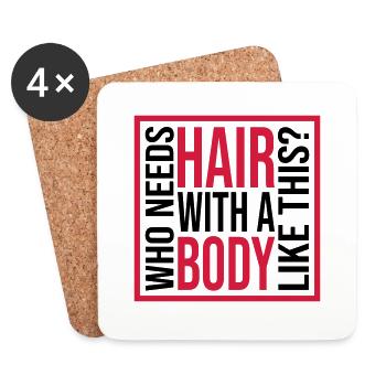 Qui a besoin de cheveux en disant - Dessous de verre (lot de 4) - blanc - Devant