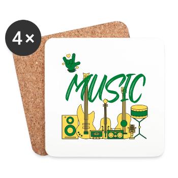 I love Music green yellow - Dessous de verre (lot de 4) - blanc - Devant