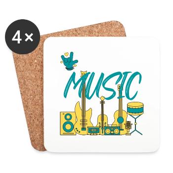 I love Music blue yellow - Dessous de verre (lot de 4) - blanc - Devant