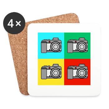 Pop Art Vintage Camera - Coasters (set of 4) - white - Front