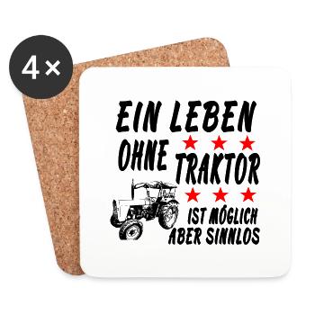 Traktor - Untersetzer (4er-Set) - Weiß - Vorne