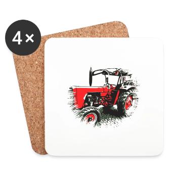 Traktor - Untersetzer (4er-Set) - Weiß - Vorne