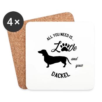 All you need is Love and your Dackel - Untersetzer (4er-Set) - Weiß - Vorne