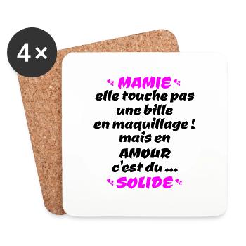 mamie , c'est du solide !! - Dessous de verre (lot de 4) - blanc - Devant