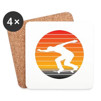 Skateboard Sakten Skater Skateboarding Longboard - Coasters (set of 4) - white - Front