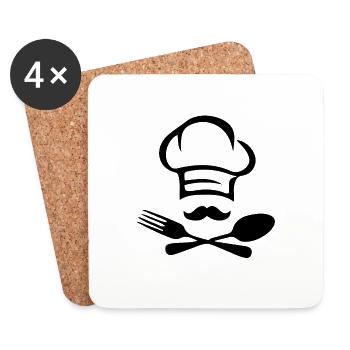Cuisinier heartbeat chef cuisinier - Dessous de verre (lot de 4) - blanc - Devant