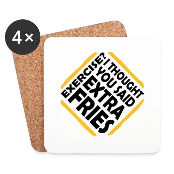 Exercise Extra Fries Quote - Coasters (set of 4) - white - Front