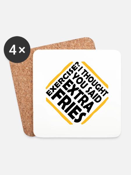 Exercise Extra Fries Zitat - Untersetzer (4er-Set) - Weiß