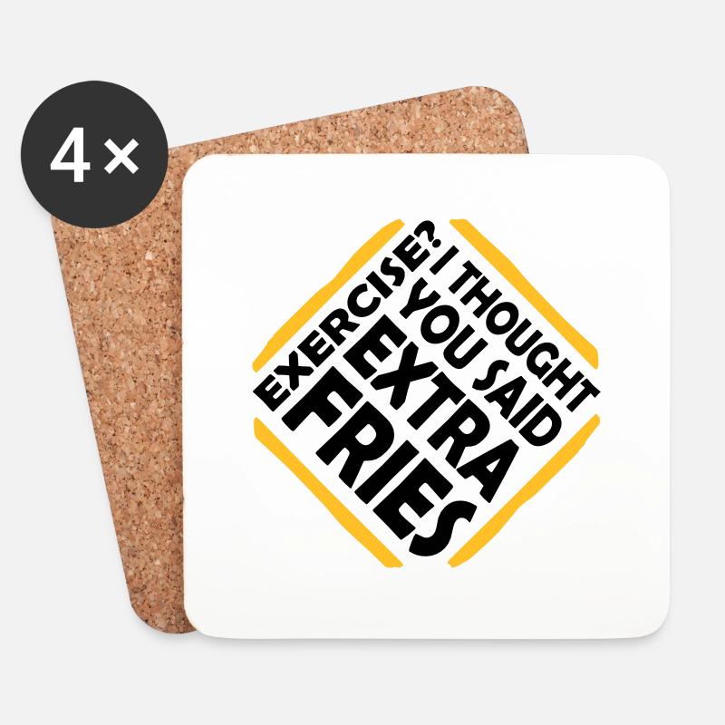 Exercise Extra Fries Zitat - Untersetzer (4er-Set) - Weiß