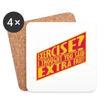 Exercise Extra Fries Quote - Coasters (set of 4) - white - Front