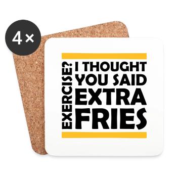Exercise Extra Fries Quote - Coasters (set of 4) - white - Front