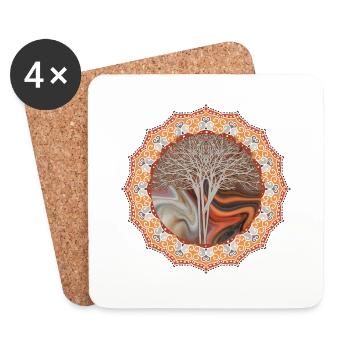 Mandala Baum Geschenkidee - Untersetzer (4er-Set) - Weiß - Vorne