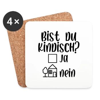 Bist du kindisch ja nein - Untersetzer (4er-Set) - Weiß - Vorne
