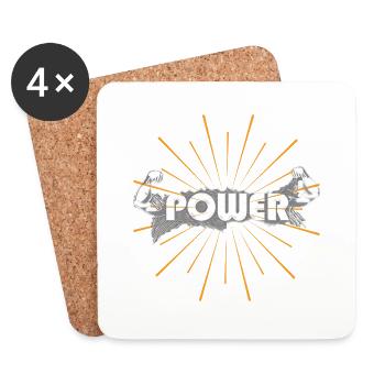 Funny Fitness Sport Saying - Power Arms - Coasters (set of 4) - white - Front