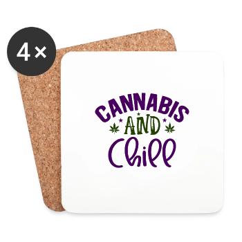 Cannabis Et Chill Marijuana Drôle De Cannabis TShirt - Dessous de verre (lot de 4) - blanc - Devant