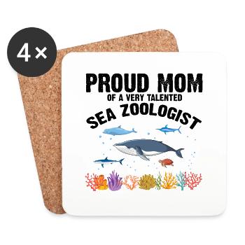 Fière Maman Océan Zooologiste Zooologie Mer - Dessous de verre (lot de 4) - blanc - Devant