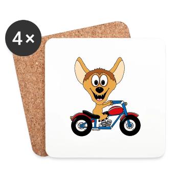 MOTORRAD - MOTORRADFAHRER - BIKER - HYÄNE - Untersetzer (4er-Set) - Weiß - Vorne