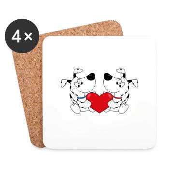 HUNDE - TIERE - LIEBE - TIERLIEB - KINDER - BABY - Untersetzer (4er-Set) - Weiß - Vorne