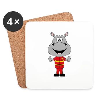 FEUERWEHR - FEUERWEHRMANN - NILPFERD - HIPPO - Untersetzer (4er-Set) - Weiß - Vorne