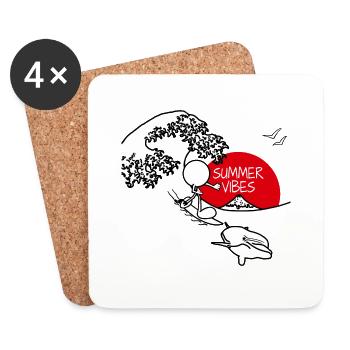 Summer Vibes Plain Doddle - Coasters (set of 4) - white - Front