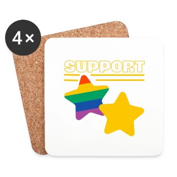LGBT unterstützen - Untersetzer (4er-Set) - Weiß - Vorne
