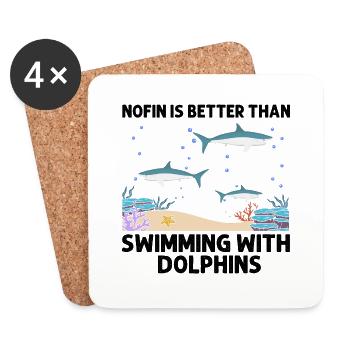 Avec les dauphins Nage Dauphin Océan Mammifère marin - Dessous de verre (lot de 4) - blanc - Devant