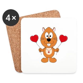 BIBER - OTTER - MARDER - LIEBE - TIER - KINDER - Untersetzer (4er-Set) - Weiß - Vorne