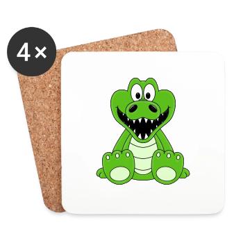 KROKODIL - TIER - KIND - BABY - Untersetzer (4er-Set) - Weiß - Vorne