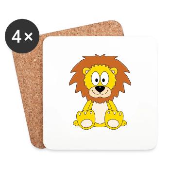 LÖWE - TIER - KIND - BABY - Untersetzer (4er-Set) - Weiß - Vorne